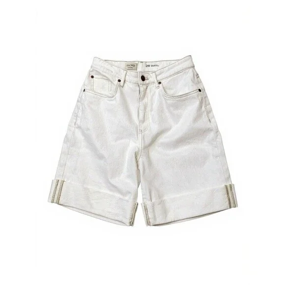 Anthropologie Pilcro The Austyn High Rise‎ Cuffed Jean Shorts Ivory Size 28 NWT - Picture 2 of 11